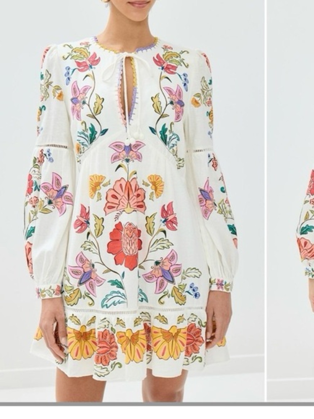 FARM Rio Mini Dress with Multicolor Floral Embroidery